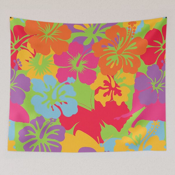 Item preview, Happy Colorful Hibiscus Flower Power Seamless Pattern Print designed and sold by ClaudiaFlores.