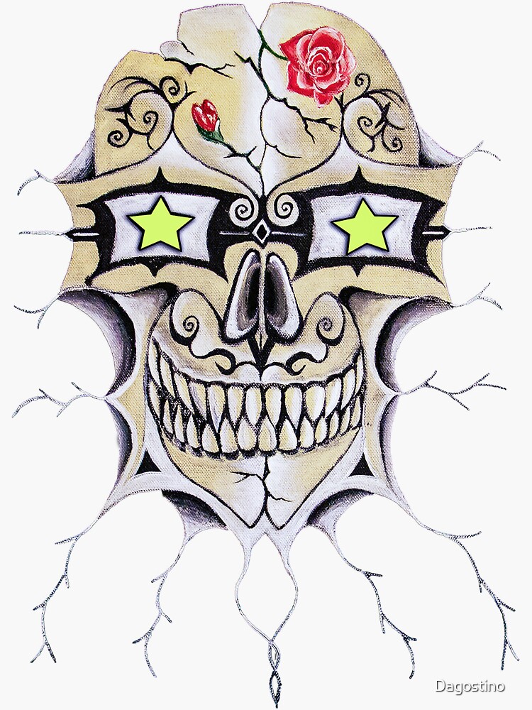 Skull Rose Sticker For Sale By Dagostino Redbubble 