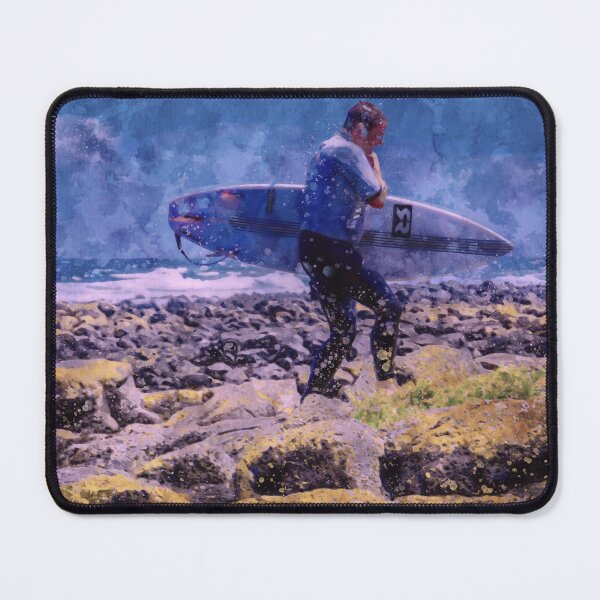 Item preview, Surfer Traversing the Rocks Watercolor designed and sold by Steven Jodoin.