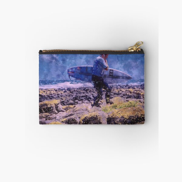 Item preview, Surfer Traversing the Rocks Watercolor designed and sold by Steven Jodoin.