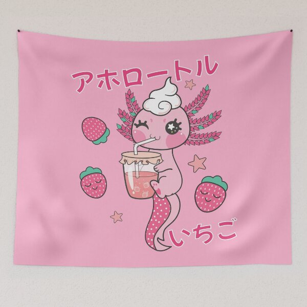 Item preview, Snaxolotl Kawaii Axolotl - Pink Colour With Strawberry designed and sold by Abhishek Goldar.