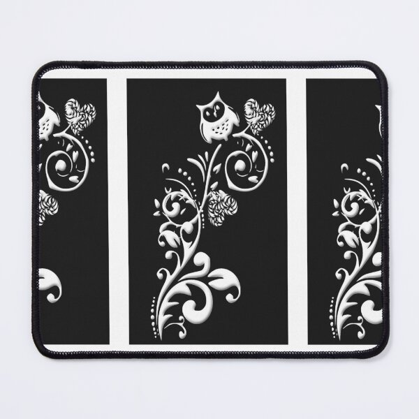 Item preview, Owl on a Branch Pattern (White on Black)  designed and sold by aldona.