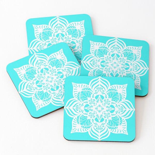 Item preview, Turquoise and white boho mandala designed and sold by thephoenixsoul.
