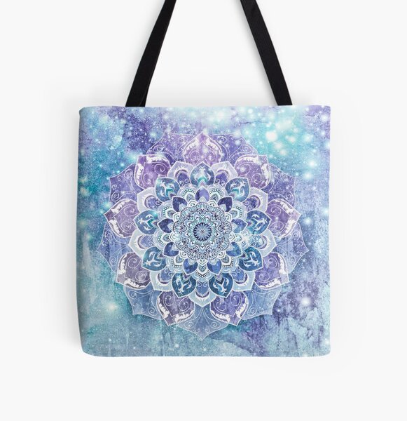 FREE YOUR MIND MANDALA in Blue All Over Print Tote Bag