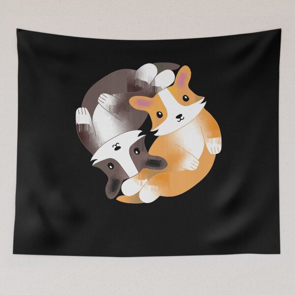 Item preview, Kawaii Aesthetic Yin Yang Corgi Balance Symbol  designed and sold by GingerBarron.