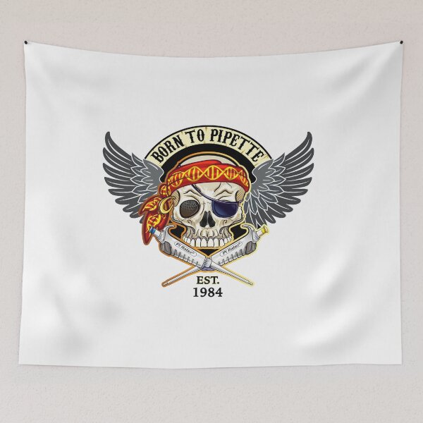 Item preview, BORN TO PIPETTE 1984 - Skull with DNA Headband and Micropipettes designed and sold by Zit-Zat-Zot.