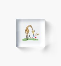 Cute Girl With Giraffe Print Acrylic Block
