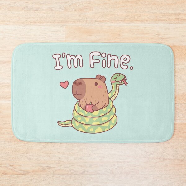 Item preview, Funny I'm Fine, Snake Wrapped Around Capybara designed and sold by rustydoodle.