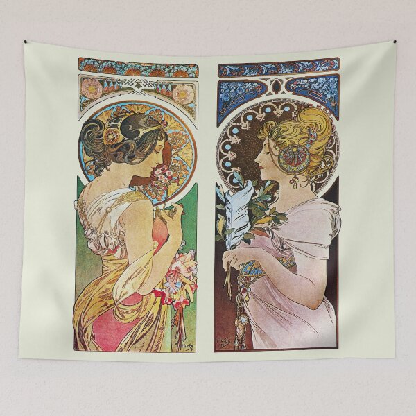 Item preview, Primrose and Feather Mucha Vintage 1899 - La Primevere and La Plume Reproduction designed and sold by molamode.