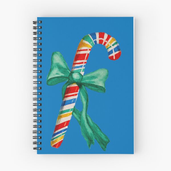 Item preview, Watercolor candy cane on blue background designed and sold by JuniperMT.