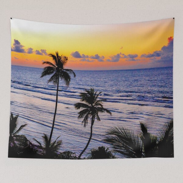 Item preview, WATERSCAPES #10 - Two Coconut Trees Silhouetted in Front of Grey Ocean designed and sold by DEL-Productions.