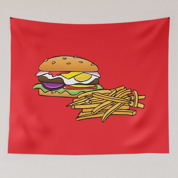 Item preview, Burger and Chips (Fries) on Red designed and sold by FlyingDodo.