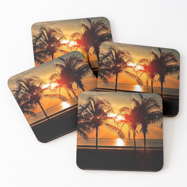Item preview, WATERSCAPES #15 - Golden Sunrays Though Coconut Trees at Beach designed and sold by DEL-Productions.