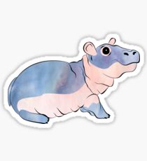 Aquarell Fiona das Flusspferd Sticker