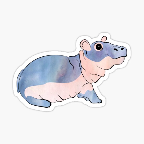 Watercolor Fiona the Hippo Sticker