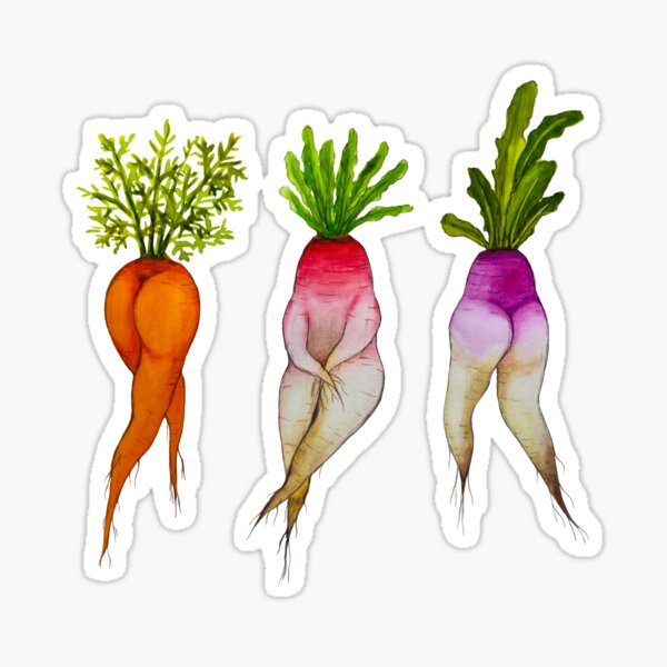 Watercolor Sexy vegetables Glossy Sticker