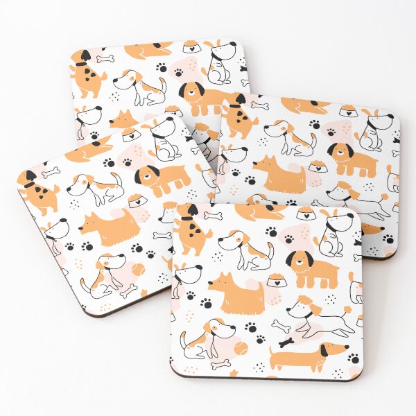 Item preview, Seamless pattern of cute dog puppy symbol, toy, paw, footstep, cartoon, hearts designed and sold by funnynsimple.