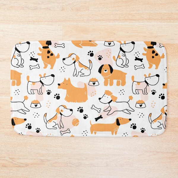 Item preview, Seamless pattern of cute dog puppy symbol, toy, paw, footstep, cartoon, hearts designed and sold by funnynsimple.