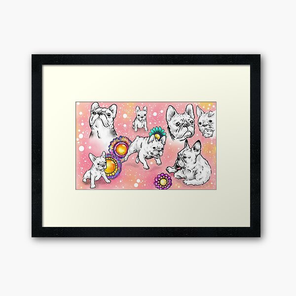 Pinky French Bulldogs Framed Art Print
