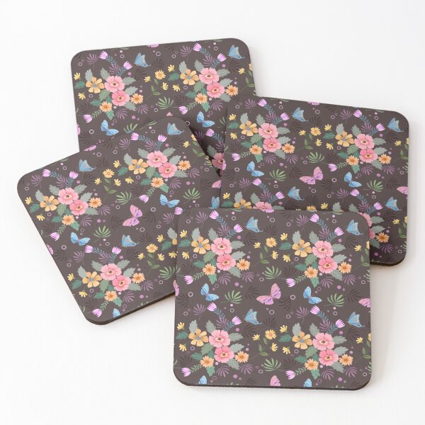Item preview, Beautiful, Sophisticated, Floral Pattern with Butterflies on Black designed and sold by Jaydee001.