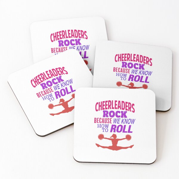 Item preview, 'Cheerleaders Rock Because We Know How To Roll' (White) designed and sold by The Button Gal.