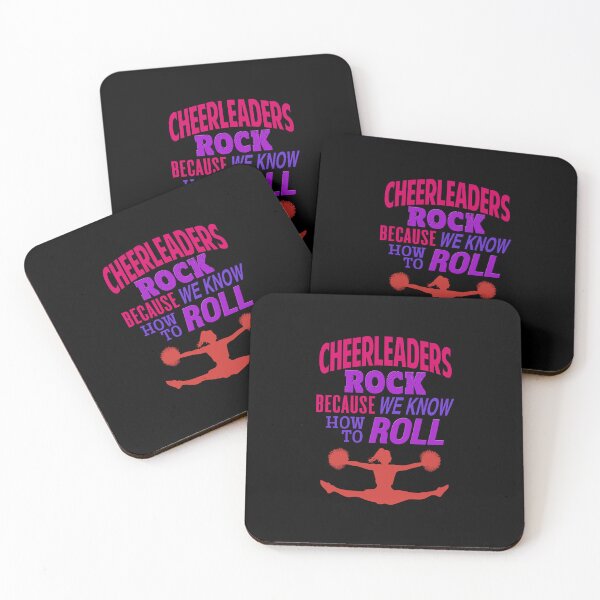 Item preview, 'Cheerleaders Rock Because We Know How To Roll' (Black) designed and sold by The Button Gal.