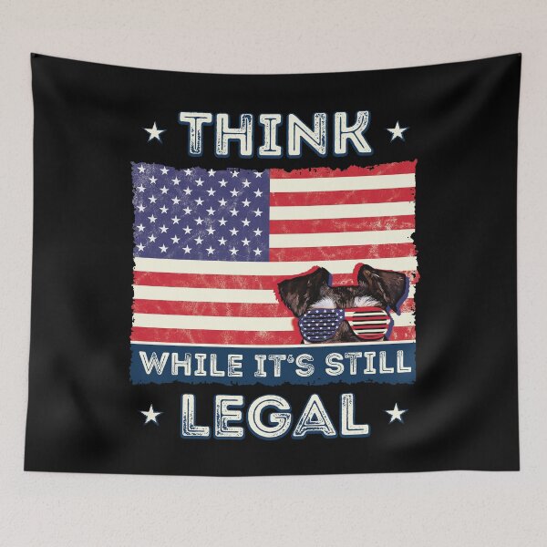 Item preview, Think while it's still legal - Schnauzer - American Flag - 4th of July designed and sold by csoDesign.