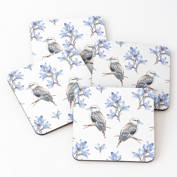 Item preview, Australian Kookaburra with Blue Sun Orchids Pattern designed and sold by Jaydee001.