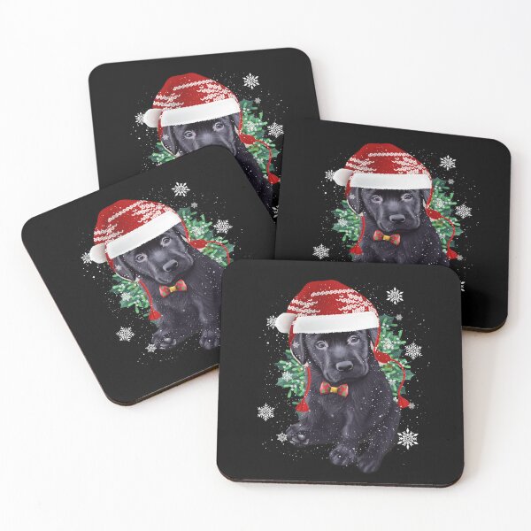 Item preview, Sitting Puppy Black Labrador Dog Christmas Santa Hat designed and sold by Barnissim.