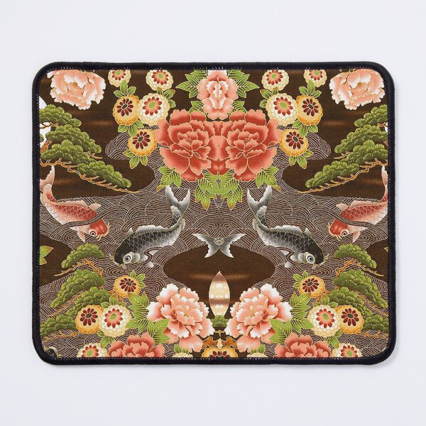 Item preview, RED GREY CATFISHES IN MOONLIGHT Kimono Style Antique Japanese Floral designed and sold by BulganLumini.
