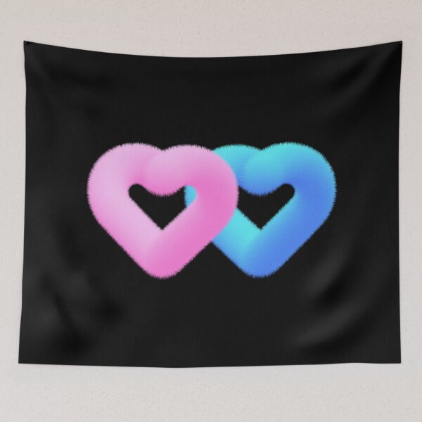 Item preview, Two hearts together. Pink and blue. Fluffy hearts for newlyweds.  designed and sold by Sosnovskaya.