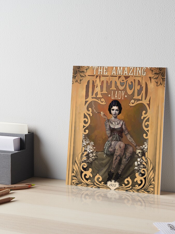 The Amazing Tattooed Lady Vintage Circus Poster Art Board Print