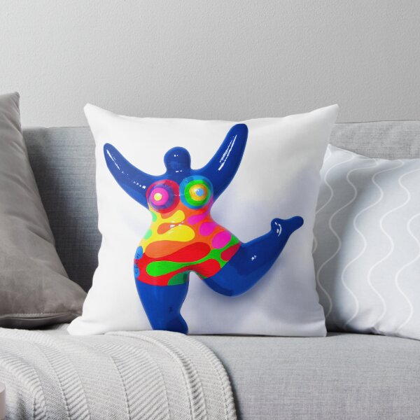 Blue Nana Biriney - tribute to Niki de Saint Phalle Throw Pillow