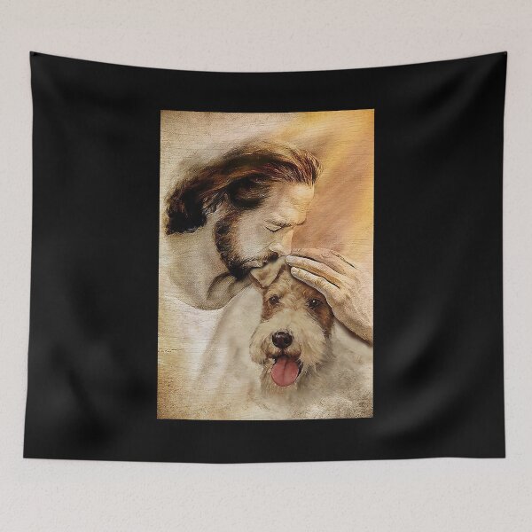 Item preview, Jesus with lovely Fox terrier - for Fox terrier lover   designed and sold by koenhfu06.