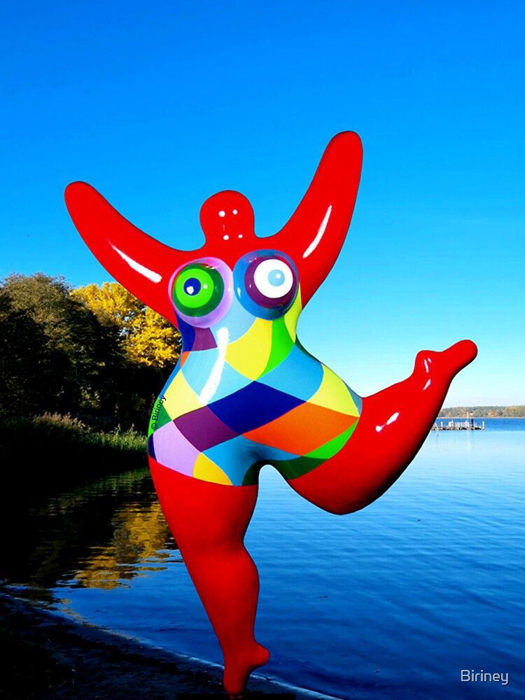 Thumbnail 3 von 3, Sticker, red Nana Polygones, copyright by Biriney - tribute to Niki de Saint Phalle designt und verkauft von Biriney.