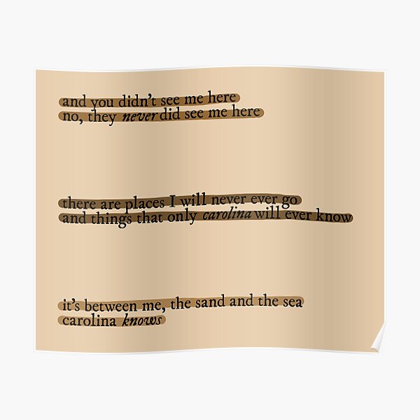 "Carolina Taylor Swift lyrics" Poster for Sale by RoniDesigns Redbubble