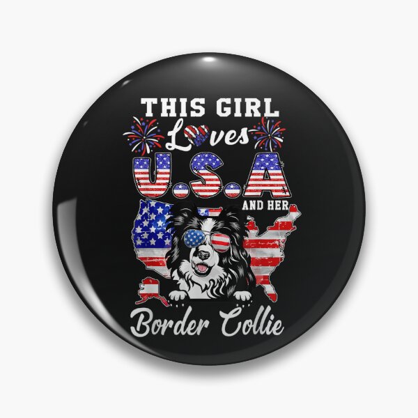 Artikelvorschau, This Girl Loves USA and Her Dog 4th of July Border Collie T-Shirt entworfen und verkauft von Azim-Stefan.