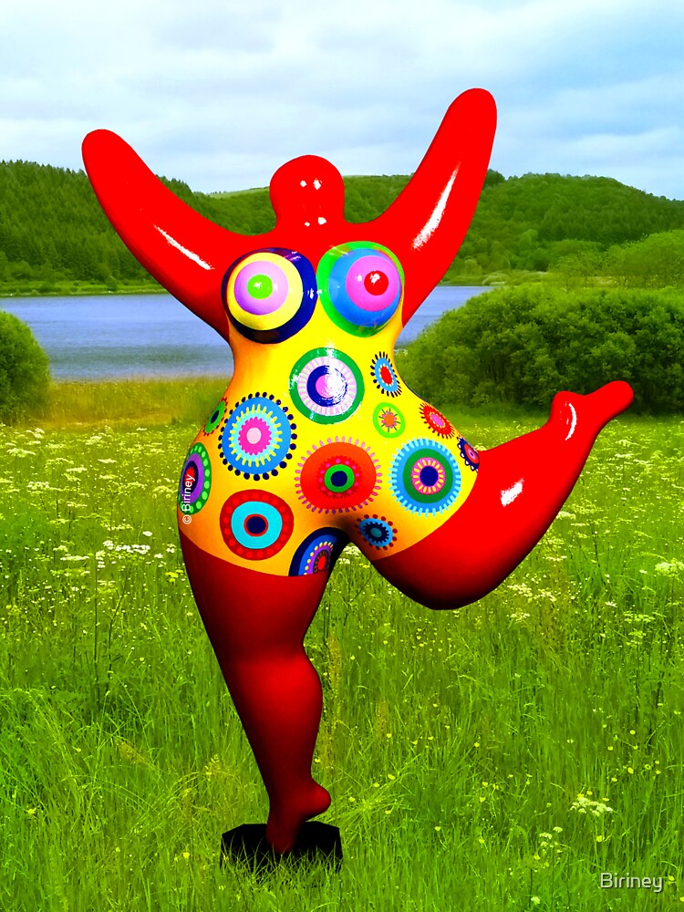 Thumbnail 3 von 3, Sticker, red Nana with Flowers, copyright by Biriney - tribute to Niki de Saint Phalle designt und verkauft von Biriney.