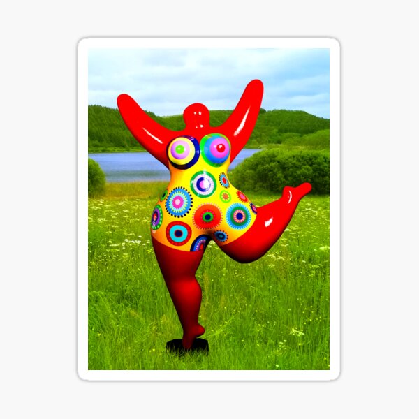 red Nana with Flowers, copyright by Biriney - tribute to Niki de Saint Phalle Sticker