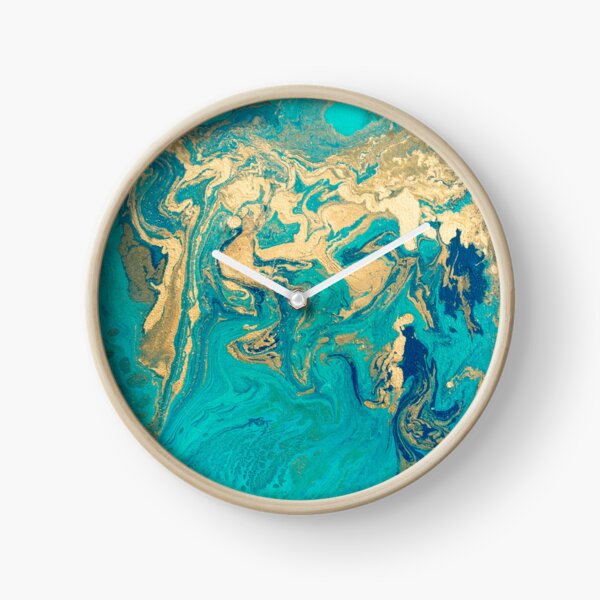 Golden Jade Fluid Painting Clock
