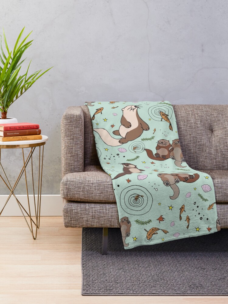 Alternate view of Sea Otters Throw Blanket