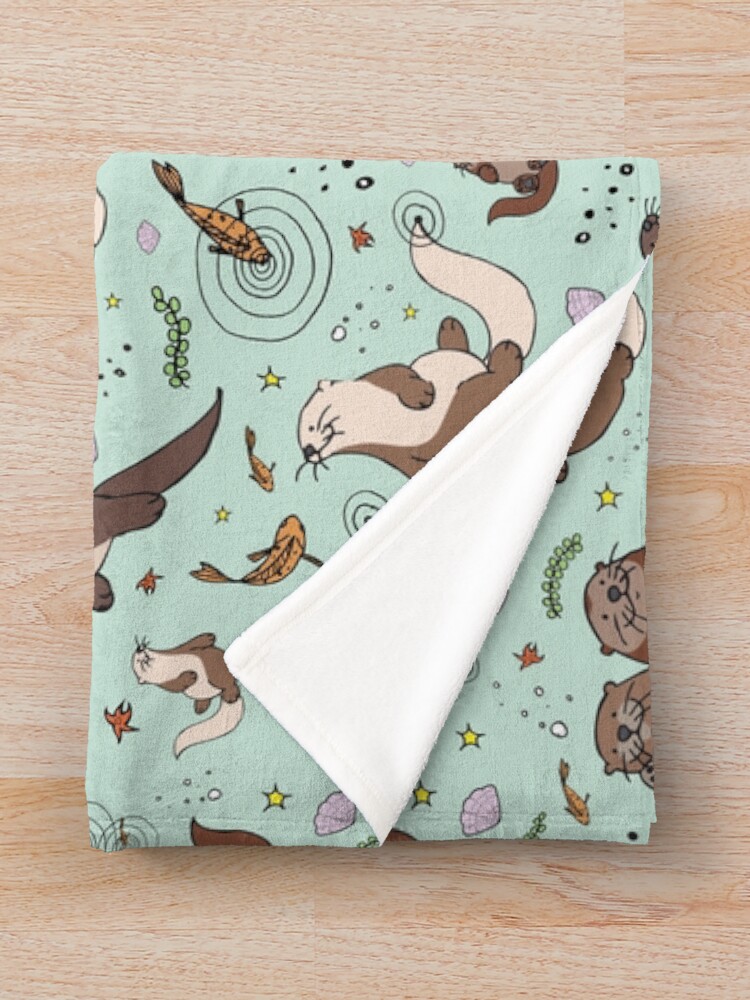 Alternate view of Sea Otters Throw Blanket