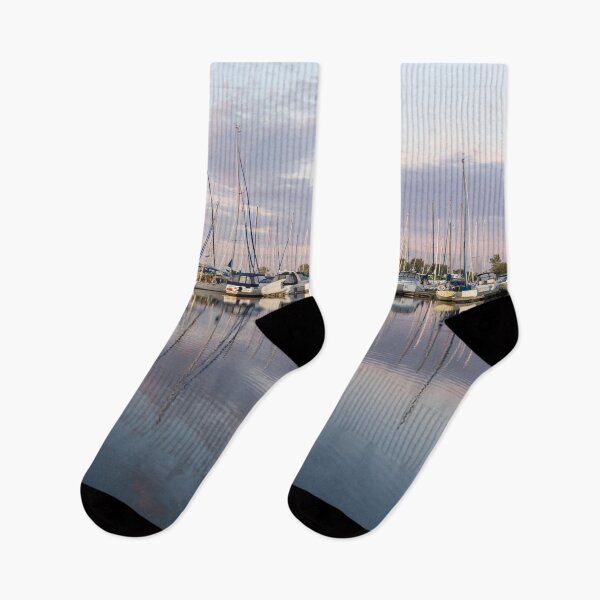 Item preview, Reflecting on Yachting - Serene Marina at Dusk designed and sold by Georgia Mizuleva.