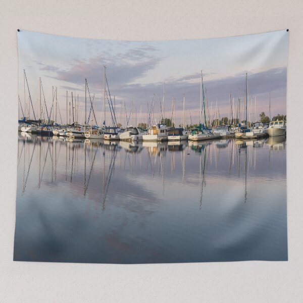 Item preview, Reflecting on Yachting - Serene Marina at Dusk designed and sold by Georgia Mizuleva.