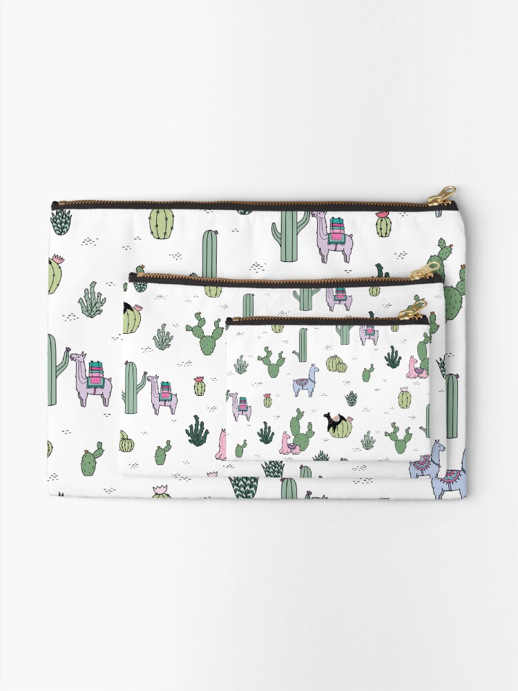 Alternate view of Cacti Llamas Zipper Pouch