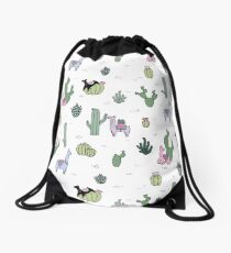 Cacti Llamas Drawstring Bag