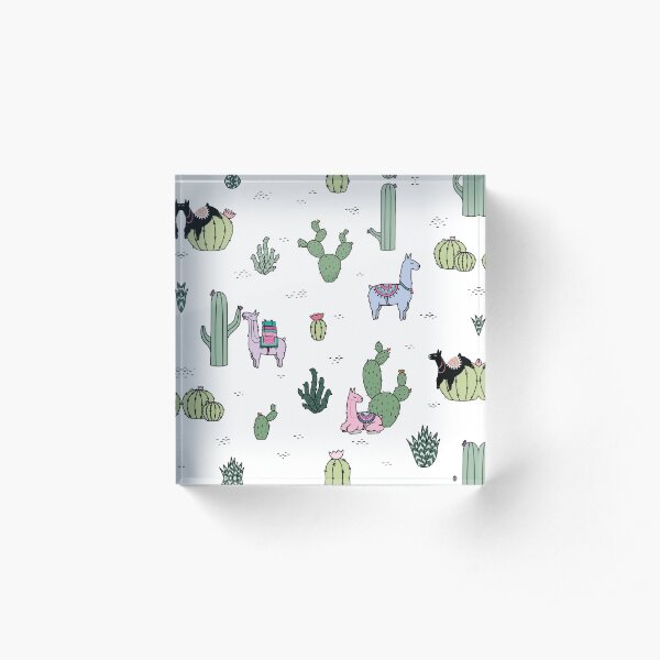 Cacti Llamas Acrylic Block