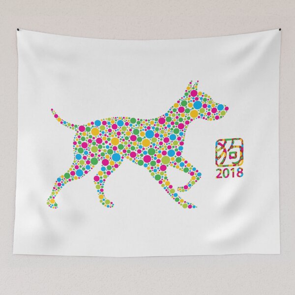 Item preview, Chinese New Year Dog Polka Dots Illustration designed and sold by jpldesigns.