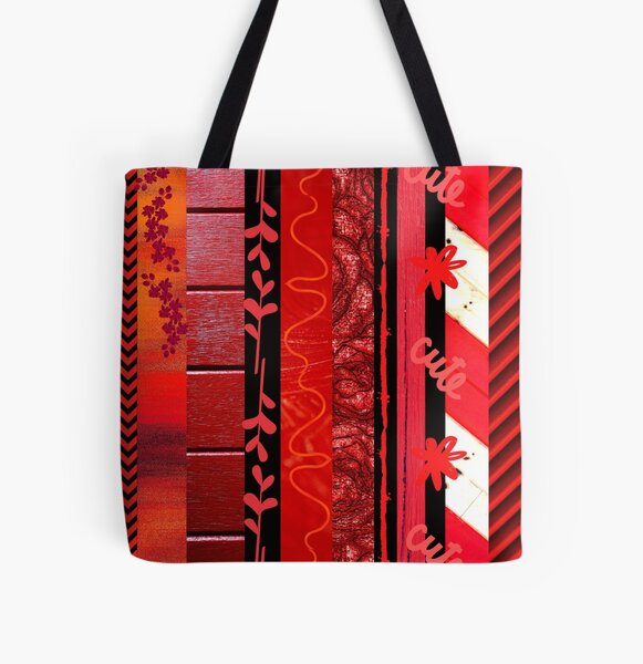 Red Vertical Stripes All Over Print Tote Bag