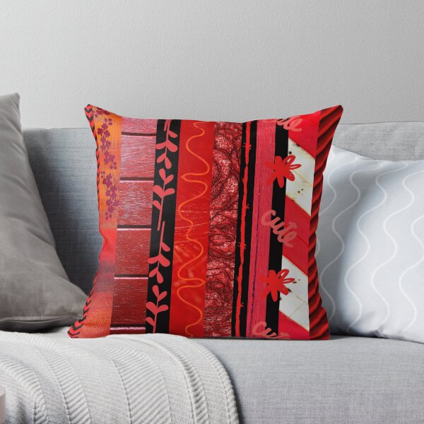 Red Vertical Stripes Throw Pillow